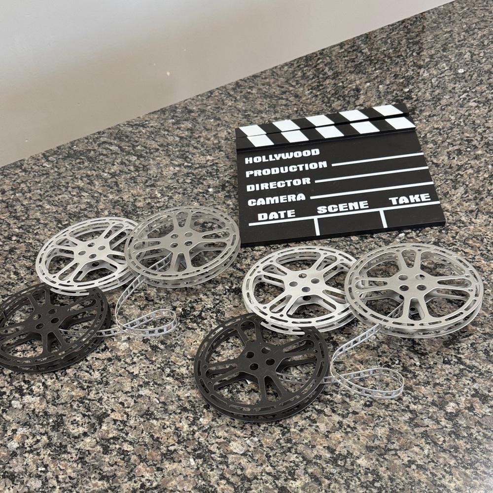 Take 5 Hollywood sign 3D Film Reels and Clapperboard Set of 3